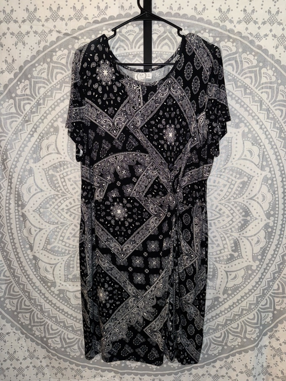 Black Paisley Wrap-Style Dress - Unbranded